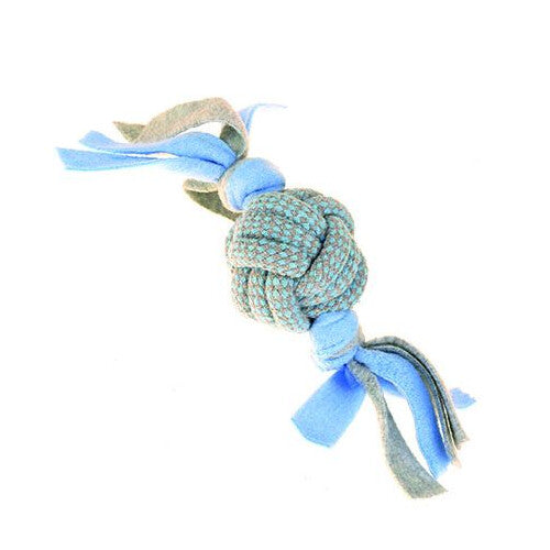 (D) Little Rascals Blue Fleecy Rope Ball Tugger Dog Toy
