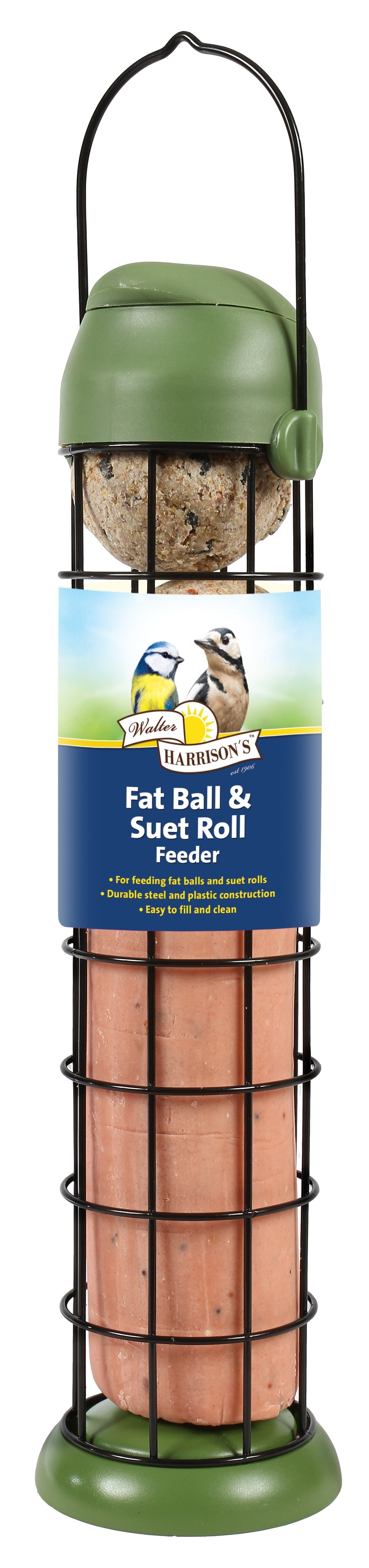 Walter Harrisons Flip Top Fat/Suet Ball and Roll Feeder - 30cm