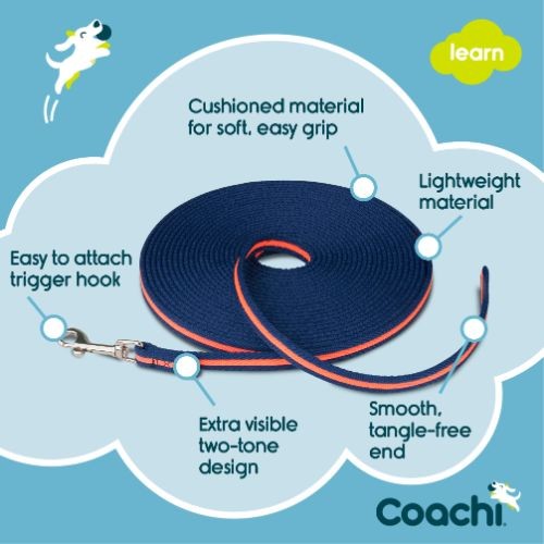 Coachi Navy & Coral Dog Training Lead - 10m