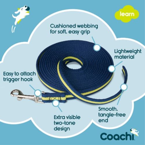 Coachi Navy & Lime Dog Training Lead - 5m