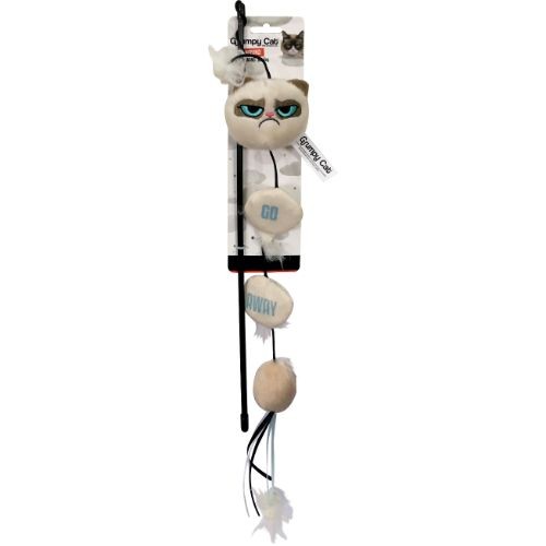 Grumpy Cat Plush Wand Crinkling Teasers Rattling Toy-The Pet Superstore