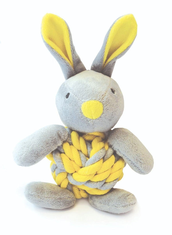 Little Rascals Knottie Bunny Dog Toy Yellow 20x15x8 Cm-The Pet Superstore