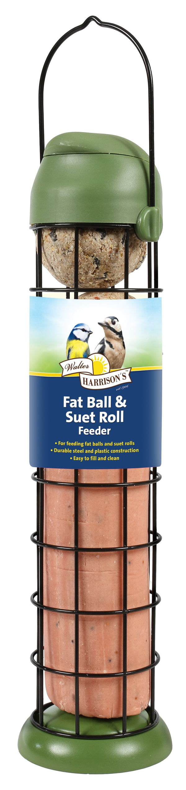 Walter Harrisons Flip Top Fat Suet Ball And Roll Feeder 30cm-The Pet Superstore