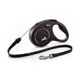 Flexi Classic Retractable Cord Dog Lead Black - 5 Metres Small