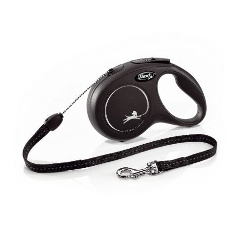 Flexi Classic Retractable Cord Dog Lead Black - 5 Metres Small